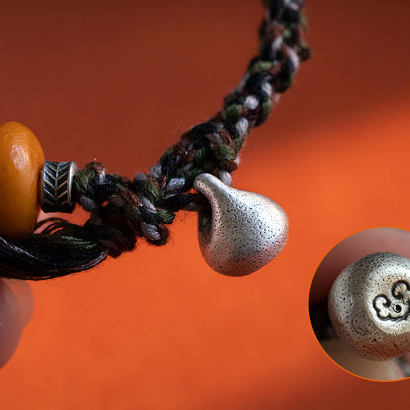 Fortune Jewel 990 Sterling Silver Tibetan Handmade Amber Steelyard Weight Wish Protection Bracelet