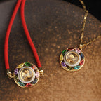 Fortune Jewel Colorful Zircon Copper Wealth Luck Rotation Bracelet Necklace Pendant
