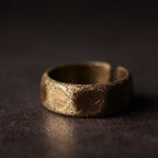 Fortune Jewel Tibetan Simple Design Copper Brass Frosted Wealth Ring