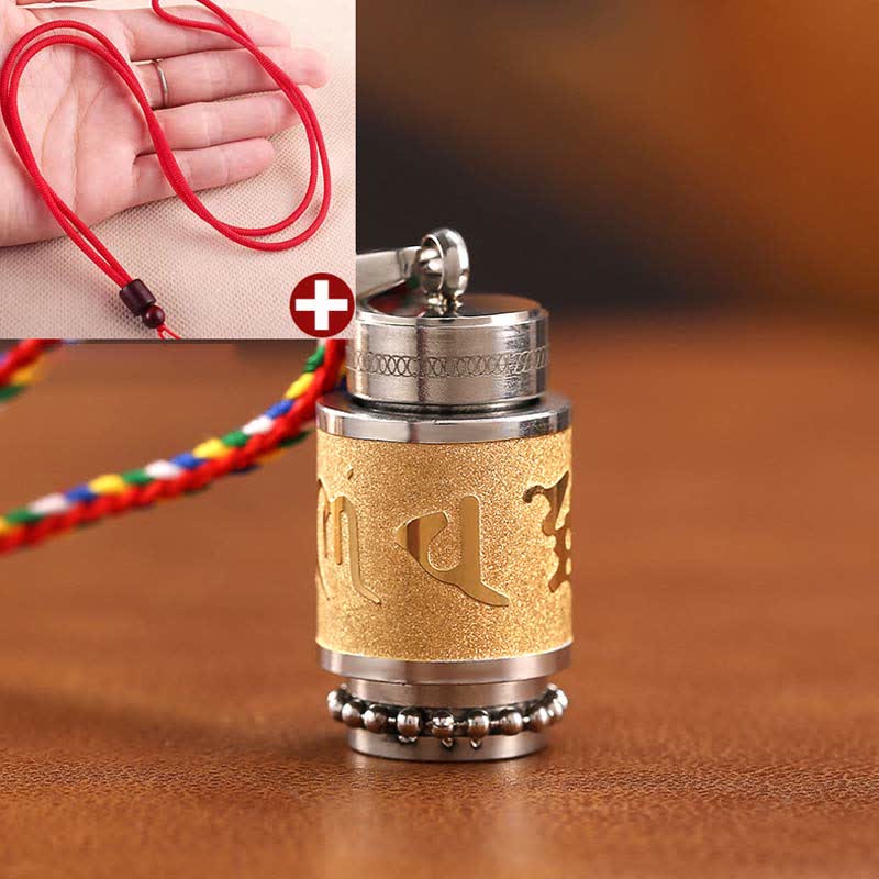 Fortune Jewel Tibet Om Mani Padme Hum Shurangama Mantra Titanium Steel Wisdom Amulet Necklace Pendant