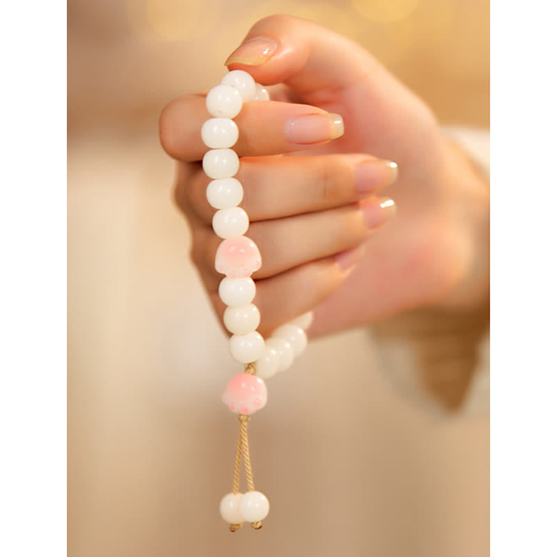Fortune Jewel Natural Bodhi Seed Lovely Paw Lucky Cat Paw Peace Bracelet