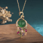 Fortune Jewel Cyan Jade Success Necklace Chain Pendant