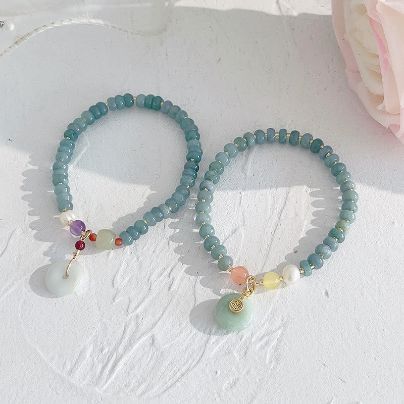 Fortune Jewel Natural Hetian Jade Pearl Peace Buckle Fu Character Gourd Money Bag Strawberry Quartz PiXiu Luck Bracelet