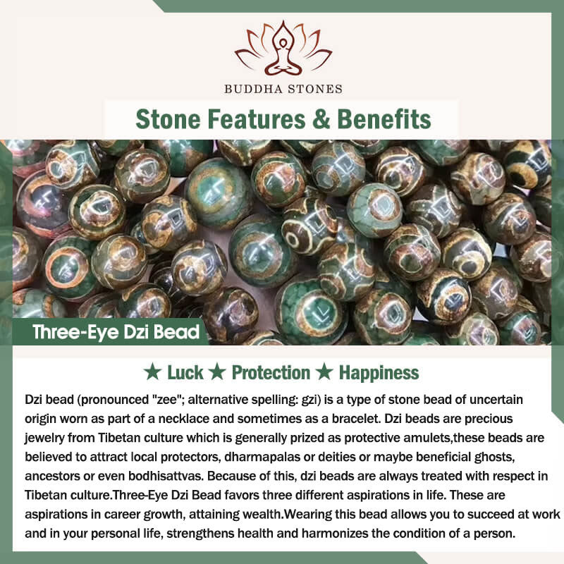 Fortune Jewel Tibetan Nine-Eye Dzi Bead Three-eyed Dzi Bead Protection String Necklaces Pendant