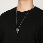 Fortune Jewel Pure Tin Dragon Head Luck Protection Metal Necklace Pendant