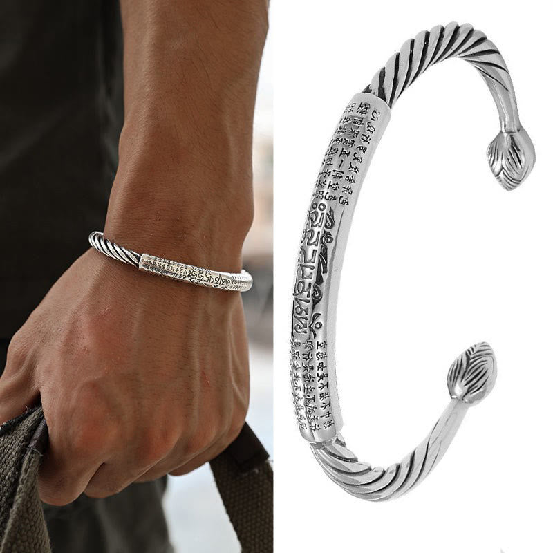 Fortune Jewel Tibetan Om Mani Padme Hum Heart Sutra Purity Cuff Bracelet