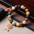 Fortune Jewel Natural Multicolored Gradient Bodhi Seed Liuli Glass Charm Peace Bracelet