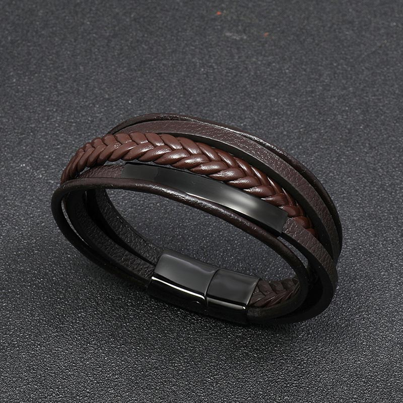 Fortune Jewel Simple Design Titanium Steel Leather Luck Bracelet