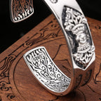Fortune Jewel 925 Sterling Silver Vajra Dorje Engraved Spiritual Power Bracelet Bangle