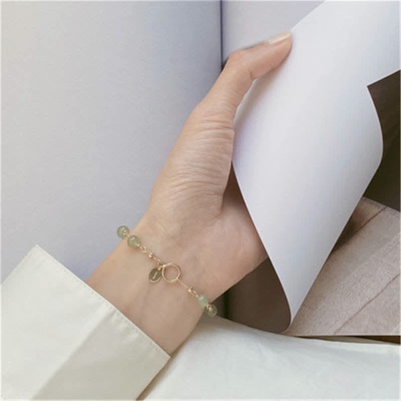 Fortune Jewel Unique Natural Hetian Jade 14K Gold filled Luck Beaded Bracelet