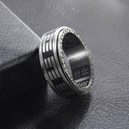 Fortune Jewel Bagua Yin Yang Titanium Steel Balance Rotatable Ring Fortune Jewel