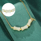 Fortune Jewel 925 Sterling Silver Hetian Jade Bamboo Fu Character Prosperity Necklace Pendant Bracelet