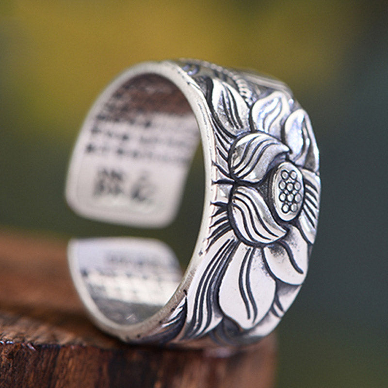 Fortune Jewel Tibetan Lotus White Copper Enlightenment Ring