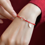 Fortune Jewel 925 Sterling Silver Lucky Fortune Peace Joy Lotus Peace Buckle Red String Bracelet