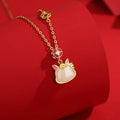 Natural Hetian Jade Mini Horse Head Jewelry Set – Necklace, Bracelet & Earrings for Women
