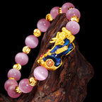 Buddha3bodhi Natural Pink Cat Eye Lucky Pixiu Feng Shui Bracelet