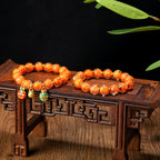 Fortune Jewel Gold Swallowing Beast Family Charm Luminous Fluorescent Liuli Glass Bead Success Bracelet