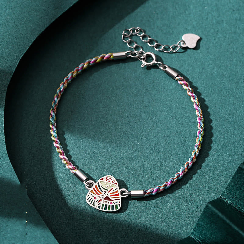 Fortune Jewel 925 Sterling Silver Zongzi Pattern Luck Multicolored Handcrafted Bracelet
