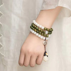 Fortune Jewel Natural Green Sandalwood Bodhi Seed Soothing Bracelet