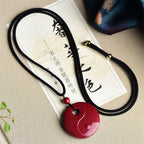 Fortune Jewel Laughing Buddha Yin Yang Chinese Zodiac Gourd Natural Cinnabar Blessing Necklace Pendant