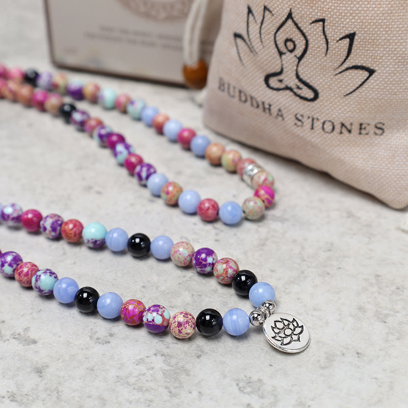 Fortune Jewel Natural Purple Miano Real Stone Lotus Mala