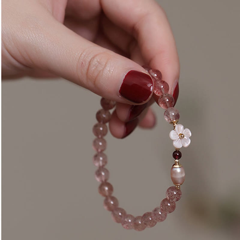 Fortune Jewel Strawberry Quartz Peach Blossom Love Bracelet