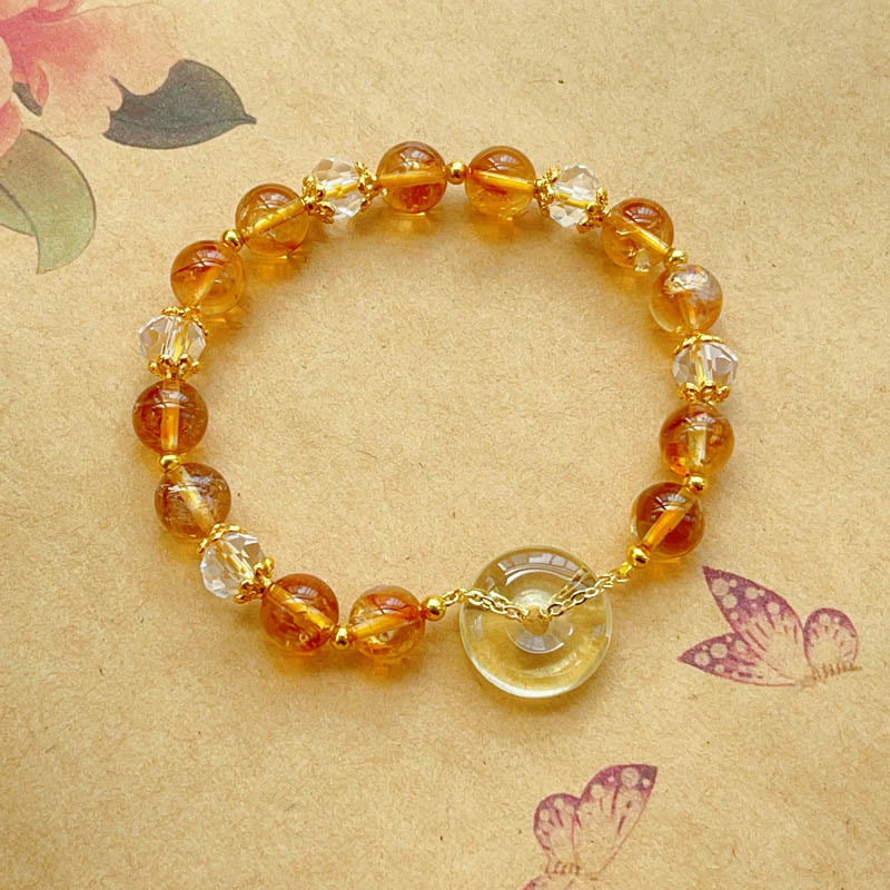 Fortune Jewel Peace Buckle Citrine Crystal Prosperity Bracelet