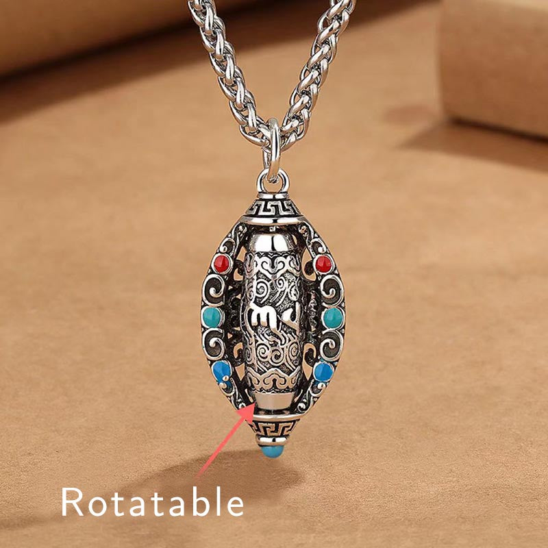 Fortune Jewel Tibetan Om Mani Padme Hum Purity Rotatable Necklace Pendant