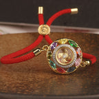 Fortune Jewel Colorful Zircon Copper Wealth Luck Rotation Bracelet Necklace Pendant