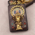 Fortune Jewel Ebony Wood Elephant God of Fortune Buddha Blessing Necklace String Pendant