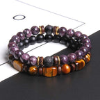 Fortune Jewel 2PCS Healing Crystal Emperor Stone Tiger Eye Bead Bracelet