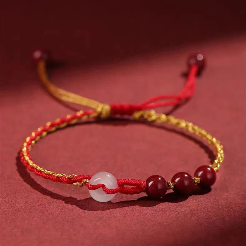 Fortune Jewel Natural Cinnabar Jade Peace Buckle Blessing Bracelet