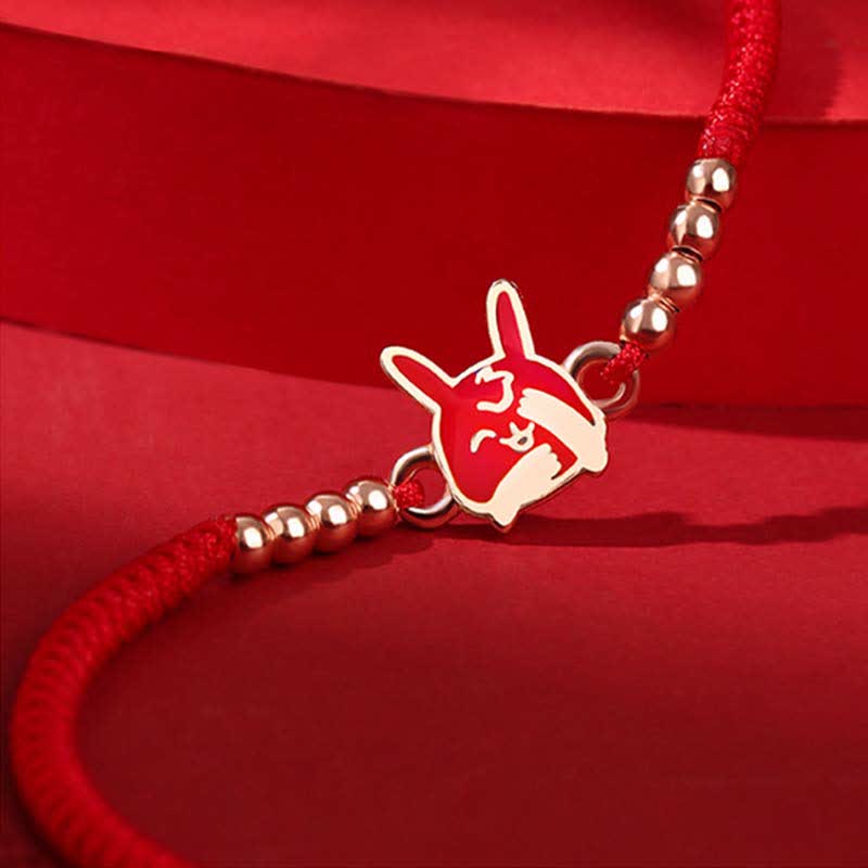 Fortune Jewel 925 Sterling Silver Chinese Zodiac Luck Faith Discolor Red String Bracelet