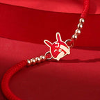 Fortune Jewel 925 Sterling Silver Chinese Zodiac Luck Faith Discolor Red String Bracelet