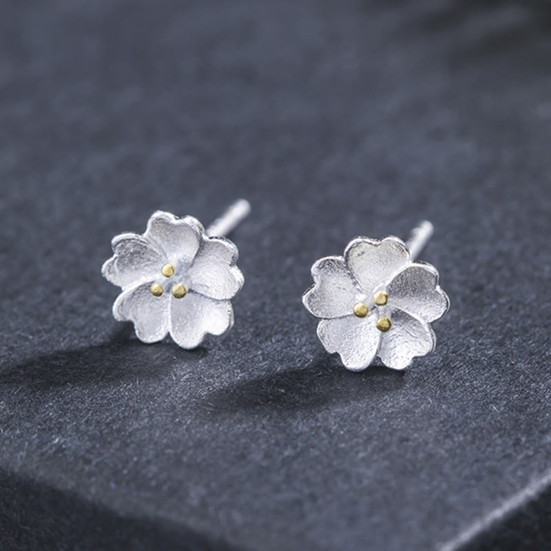 Fortune Jewel 925 Sterling Silver Cherry Blossoms Floral Calm Stud Earrings