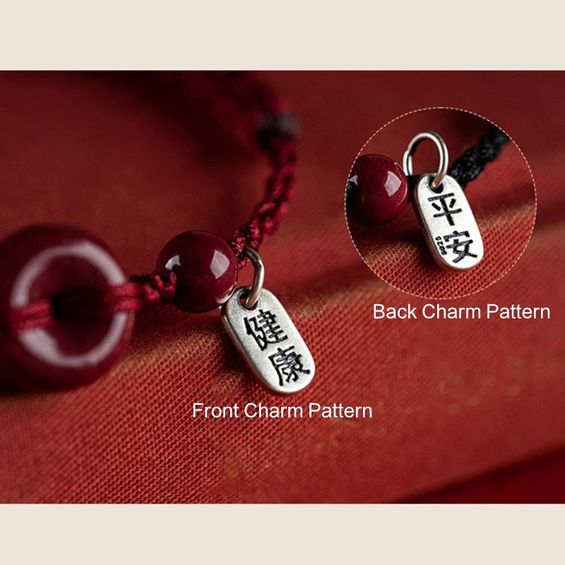 Fortune Jewel Handmade Cinnabar Peace Buckle Safe and Healthy Charm Blessing String Bracelet Anklet
