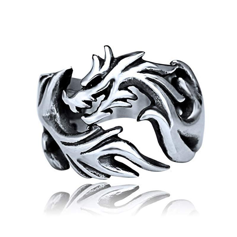 Fortune Jewel Dragon Pattern Protection Strength Adjustable Ring Fortune Jewel
