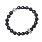 Fortune Jewel Chinese Zodiac Natal Buddha 925 Sterling Silver Black Obsidian Moonstone Strength Bracelet