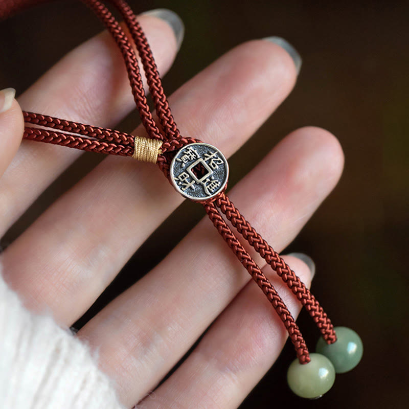 Fortune Jewel 925 Sterling Silver Handmade Chinese Zodiac Natal Buddha Cyan Bodhi Seed Protection Braided Red String Bracelet
