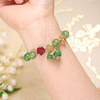 Fortune Jewel Natural Red Agate Green Agate Gourd Cinnabar Flower Beads Confidence Bracelet
