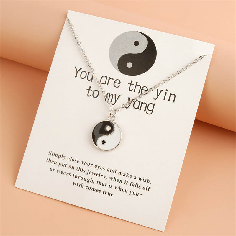 Fortune Jewel 2Pcs Yin Yang Harmony Balance Necklace Pendant Fortune Jewel
