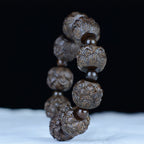 Fortune Jewel Ebony Wood Eighteen Arhats Lotus Dragon Engraved Balance Bracelet Fortune Jewel