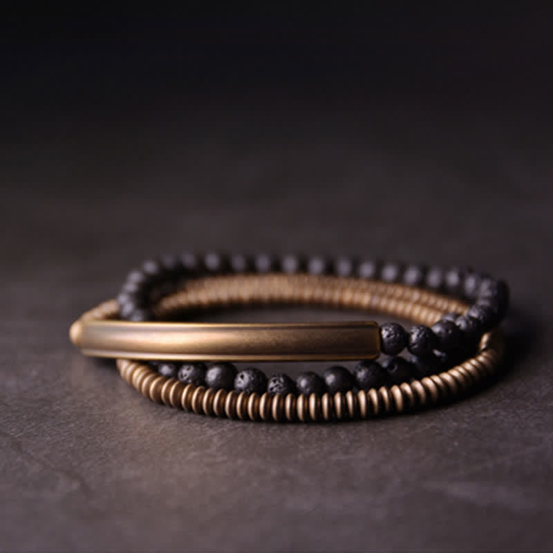 Fortune Jewel Vintage Lava Rock Copper Support Bracelet