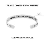 Fortune Jewel Inspirational Bracelets Personalized Gift for Her Him Engraved Mantra Cuff Bangle Crown Jewelry