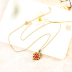 Fortune Jewel 925 Sterling Silver Tibet Lotus Prayer Wheel Red Agate Enlightenment Necklace Pendant