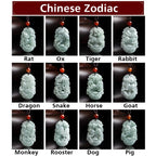 Fortune Jewel Natural Jade 12 Chinese Zodiac Sucess Pendant Necklace Fortune Jewel