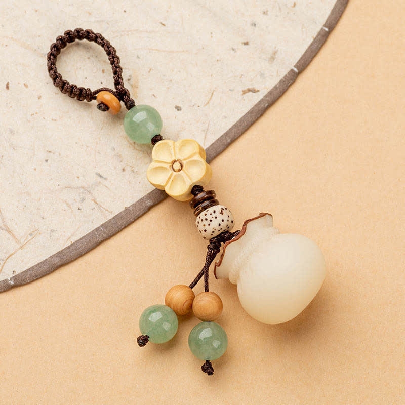 Fortune Jewel Natural Bodhi Seed Money Bag Flower Blessing Prosperity Keychain