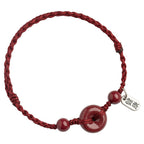 Fortune Jewel Handmade Cinnabar Peace Buckle Safe and Healthy Charm Blessing String Bracelet Anklet