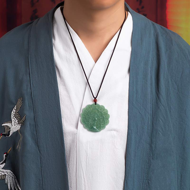 Fortune Jewel Natural Jade Peacock Luck Prosperity Necklace Pendant