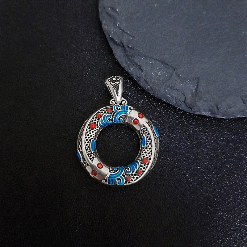 Fortune Jewel Koi Fish Peace Buckle Copper Wealth Luck Necklace Pendant